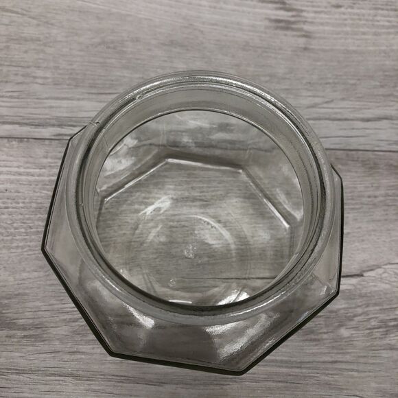 Vintage USA Clear Glass Apothecary 8 Sided Octagon Cookie Jar Storage Container - Picture 4 of 8